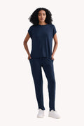 Relaxed Modal Tee & Wide-Leg Pants Set – Navy