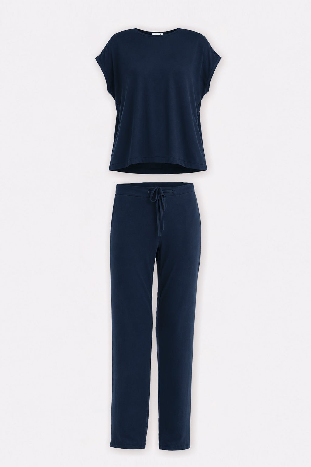 Relaxed Modal Tee & Wide-Leg Pants Set – Navy