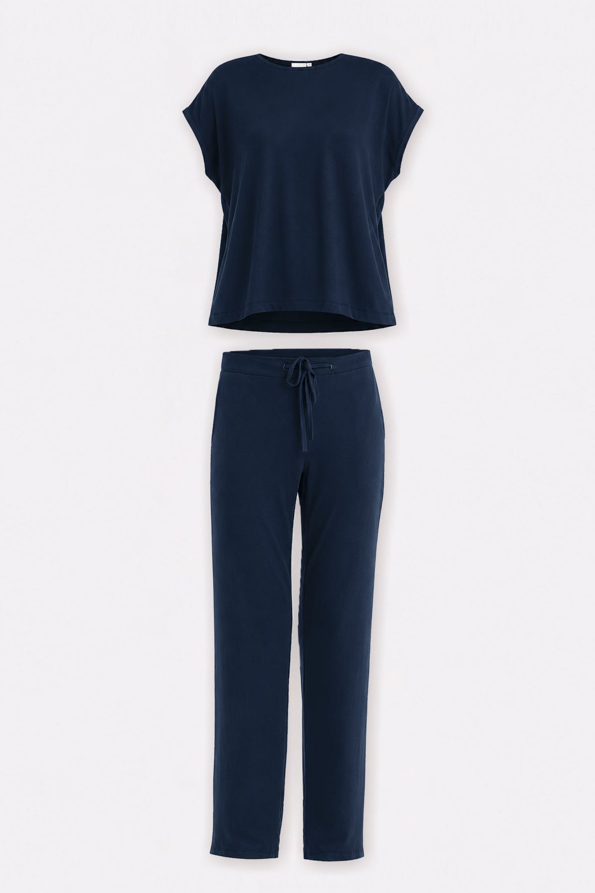 Relaxed Modal Tee & Wide-Leg Pants Set – Navy