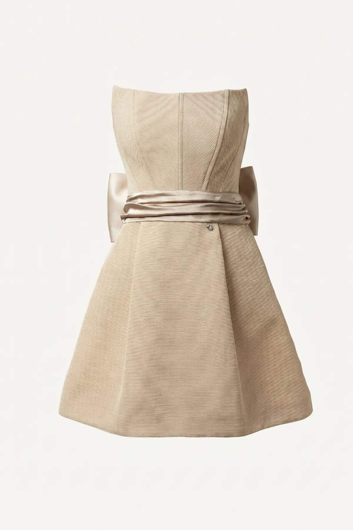 Melisa Strapless Corset Mini Dress – Beige