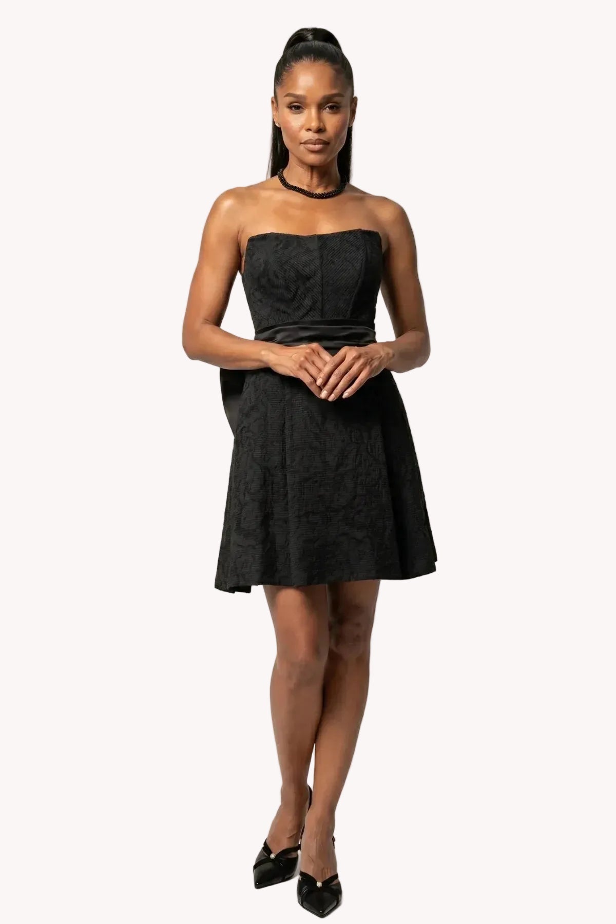 Melisa Strapless Corset Mini Dress – Black