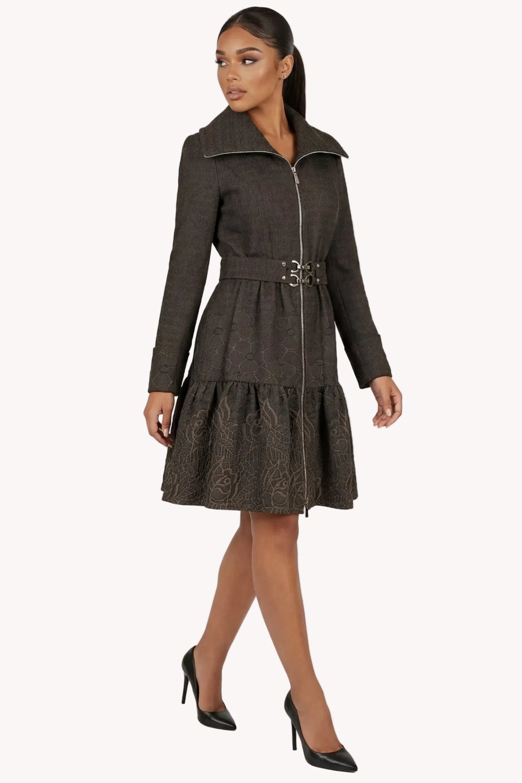 Iris Short Tailored Coat – Brown