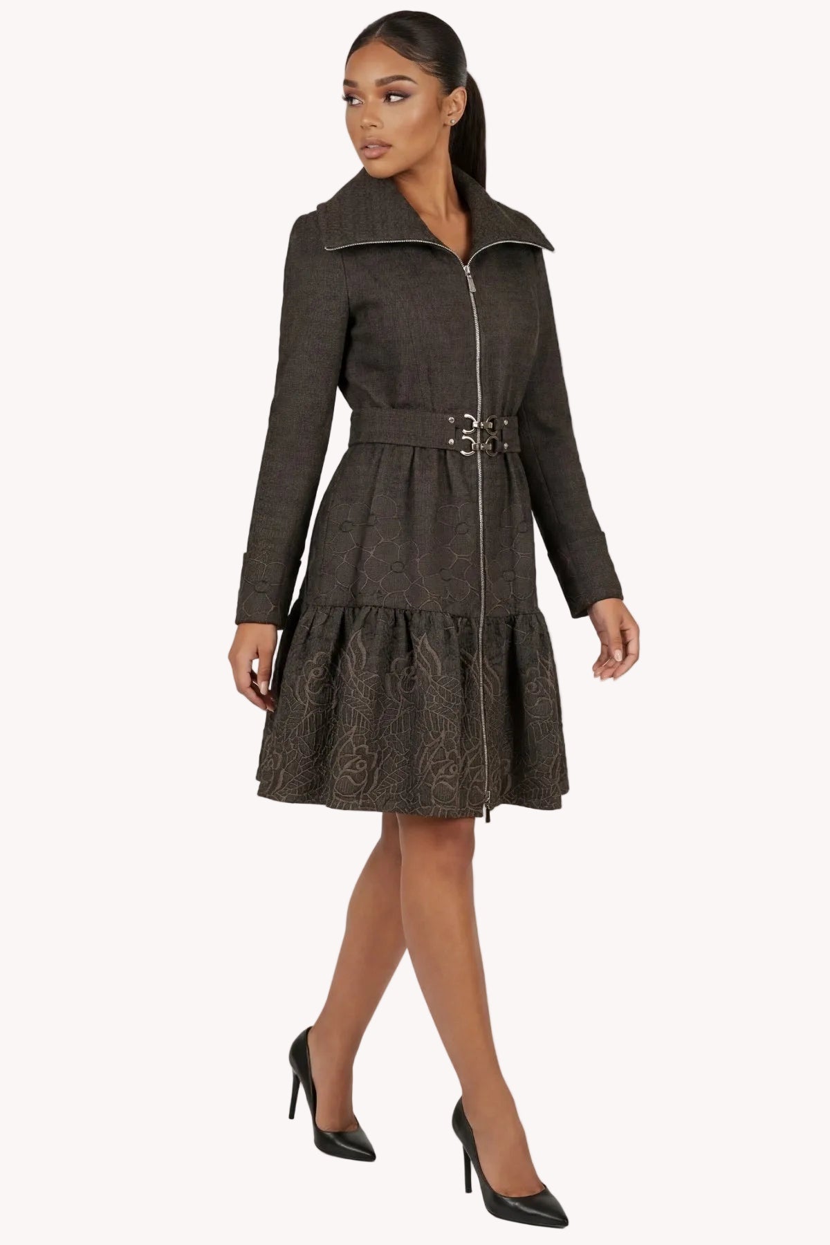 Iris Short Tailored Coat – Brown