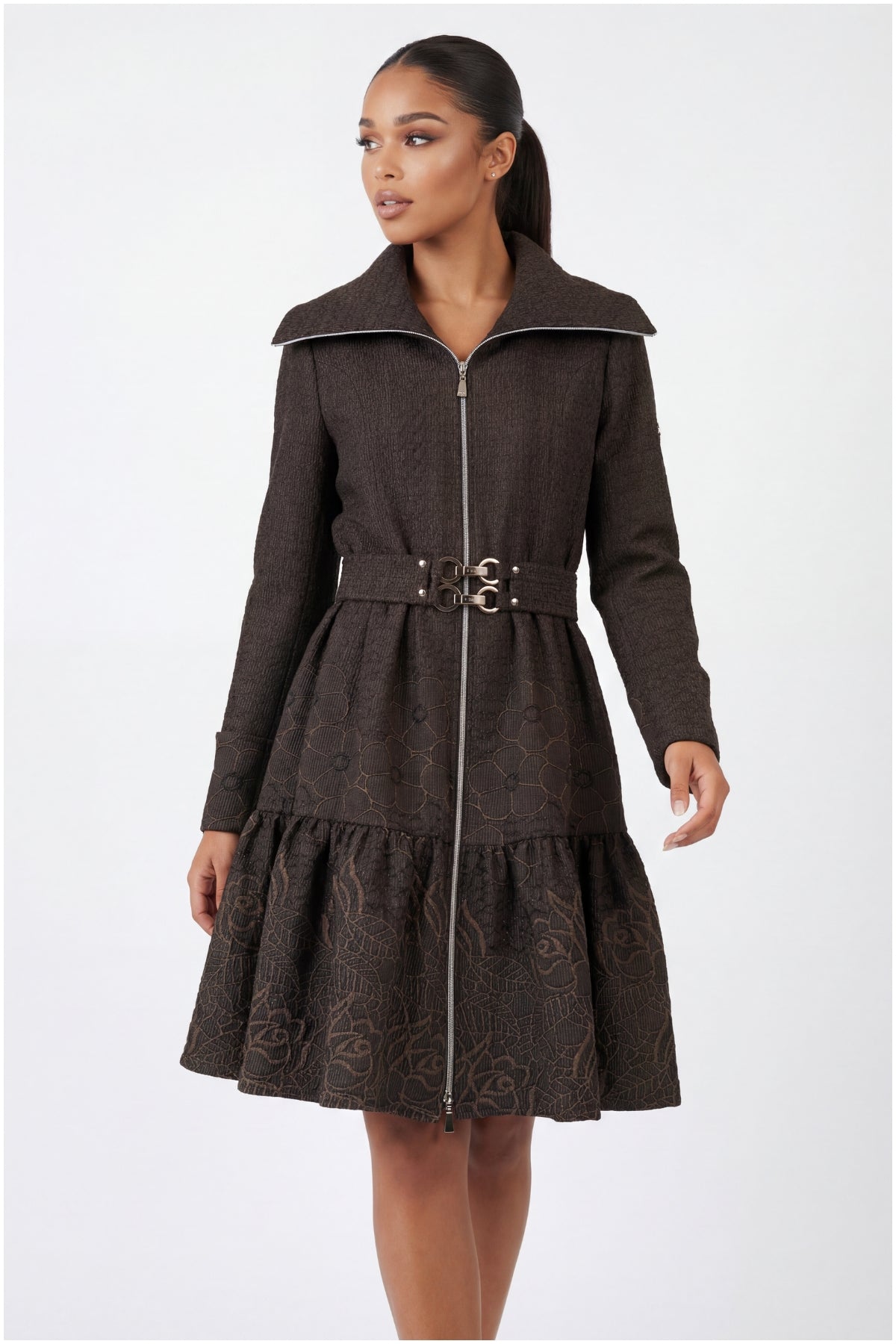 Iris Short Tailored Coat – Brown