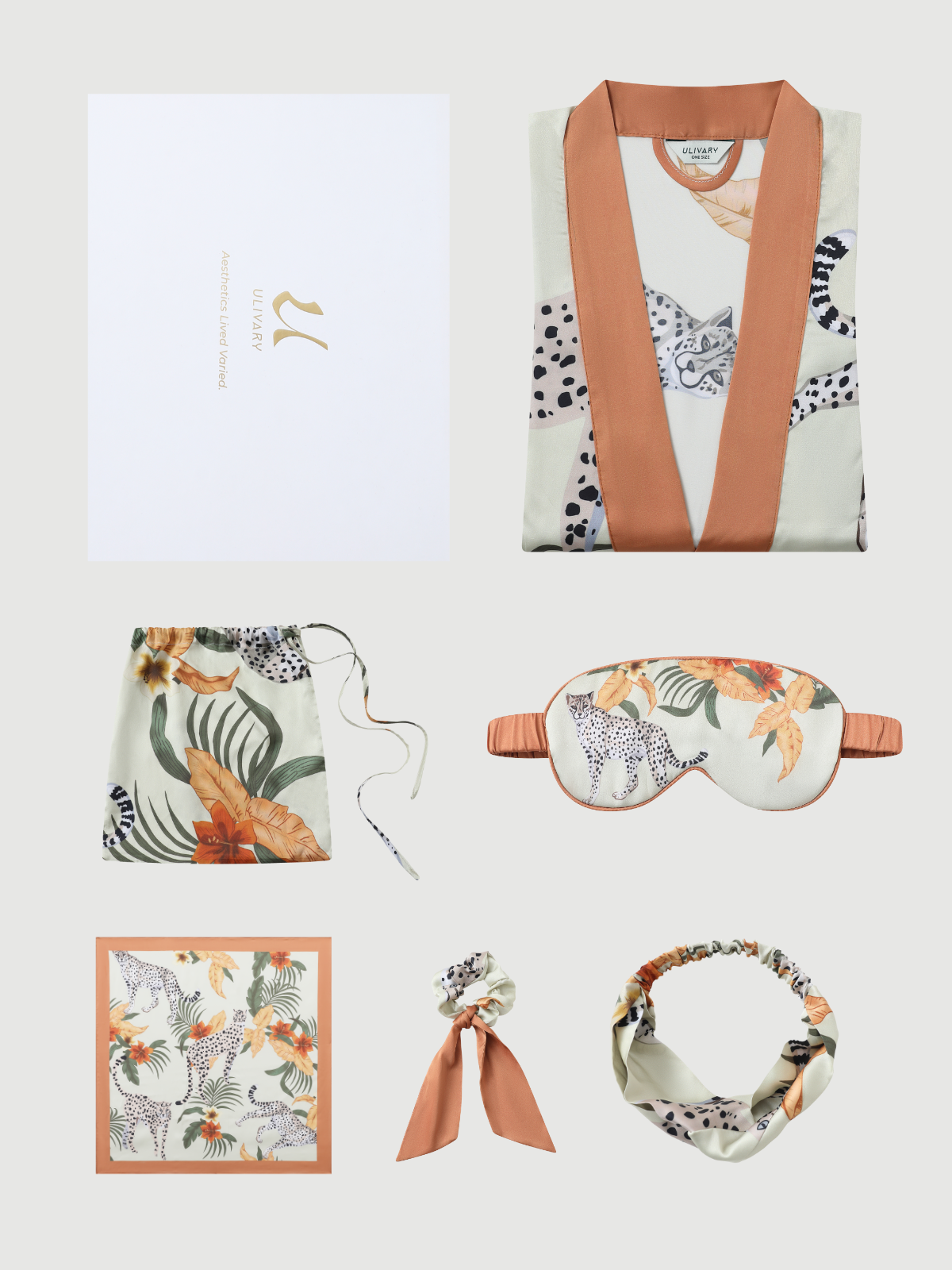 Leopard Print Short Kimono Robe – Orange