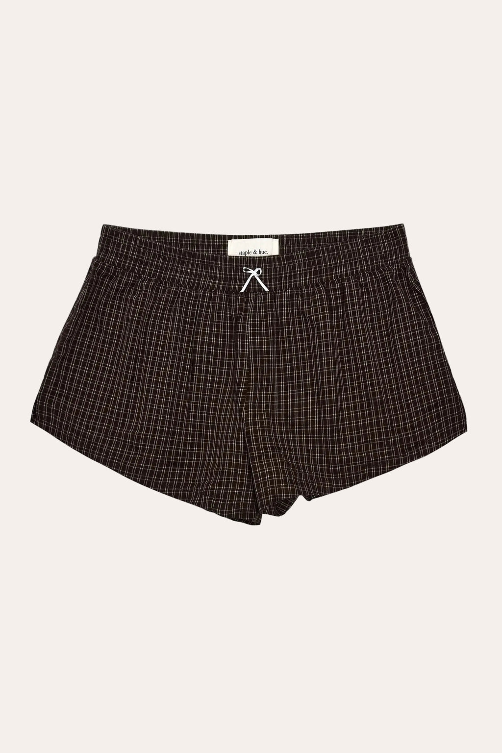 Cotton Plaid Bow Shorts – Chocolate