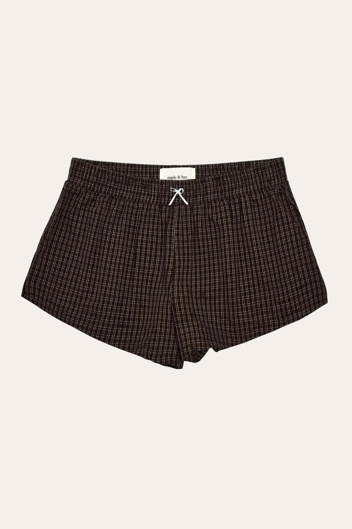 Cotton Plaid Bow Shorts – Chocolate