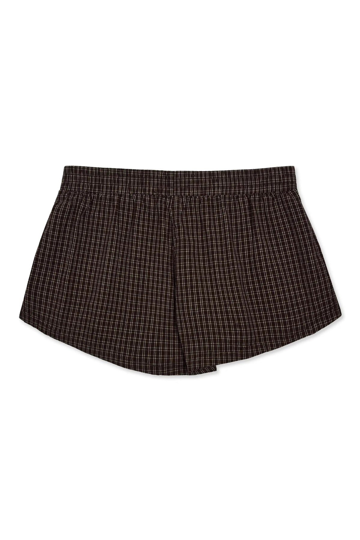 Cotton Plaid Bow Shorts – Chocolate