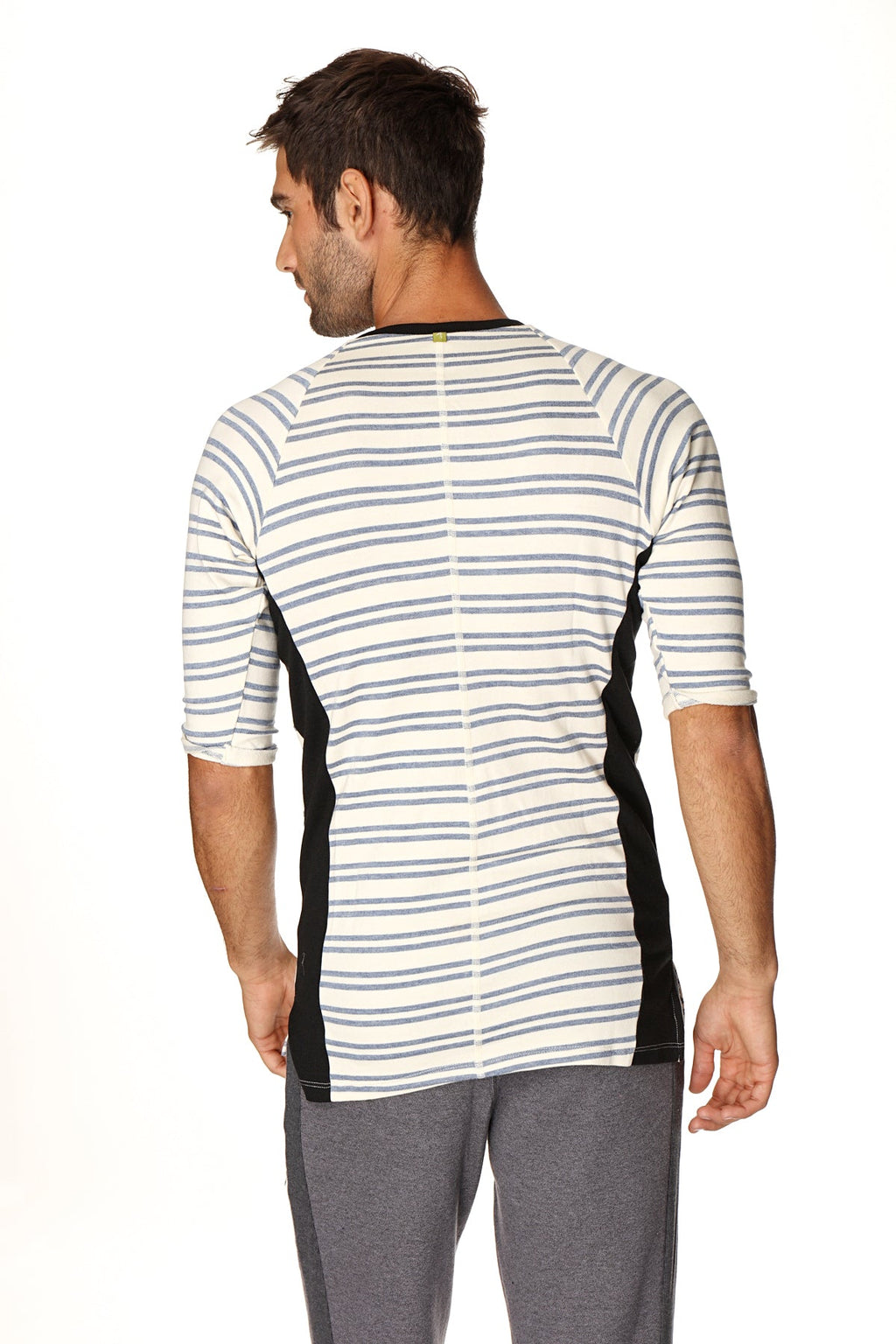 Vintage-Stripe French Terry Henley Tee – Cool Blue Stripe