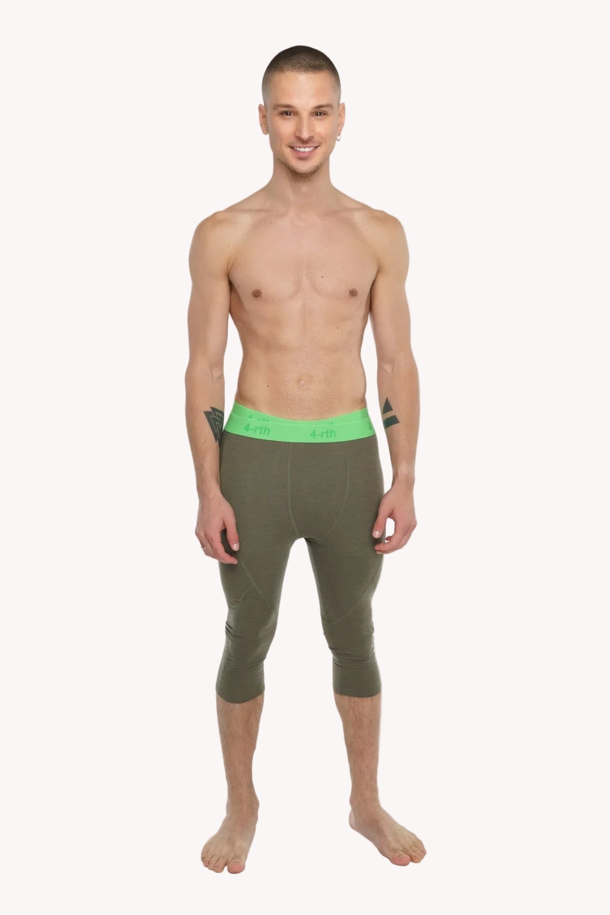 3/4 Performance Yoga Leggings – Olive Green