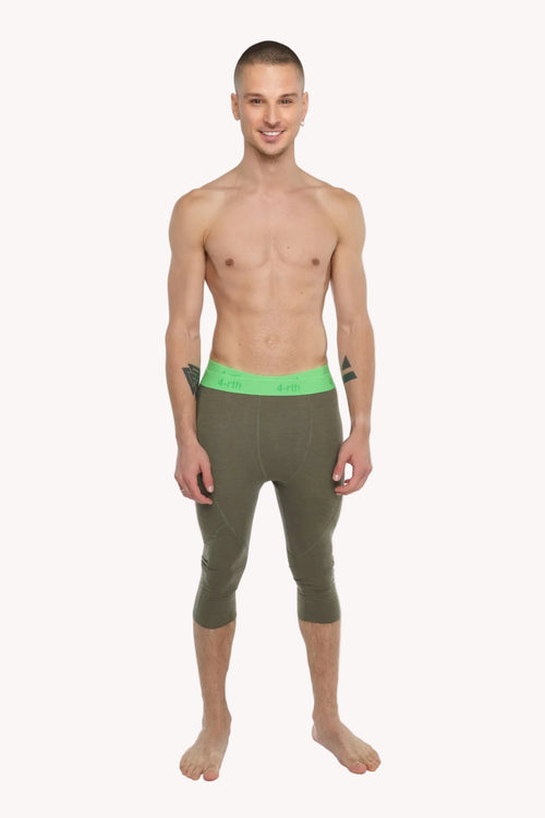 3/4 Performance Yoga Leggings – Olive Green