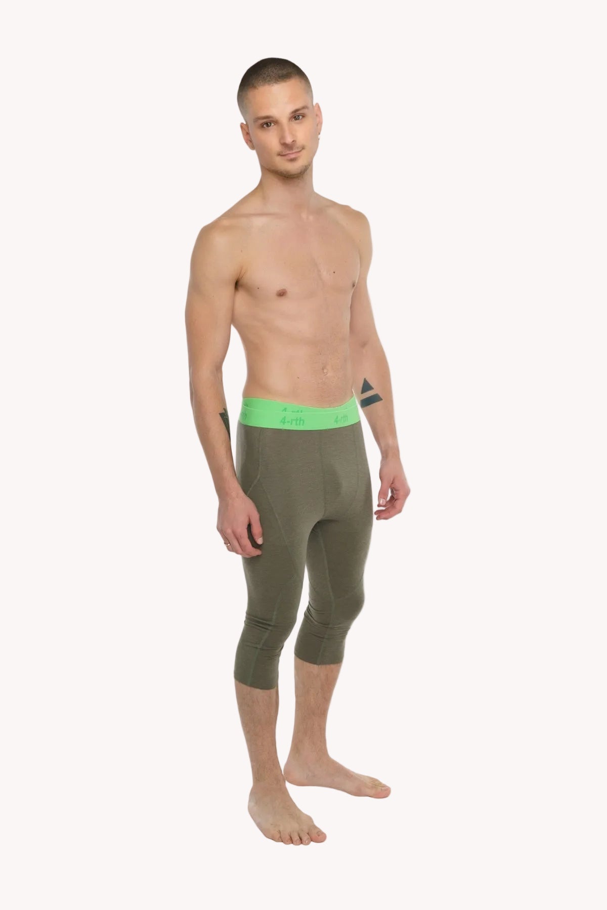 3/4 Performance Yoga Leggings – Olive Green