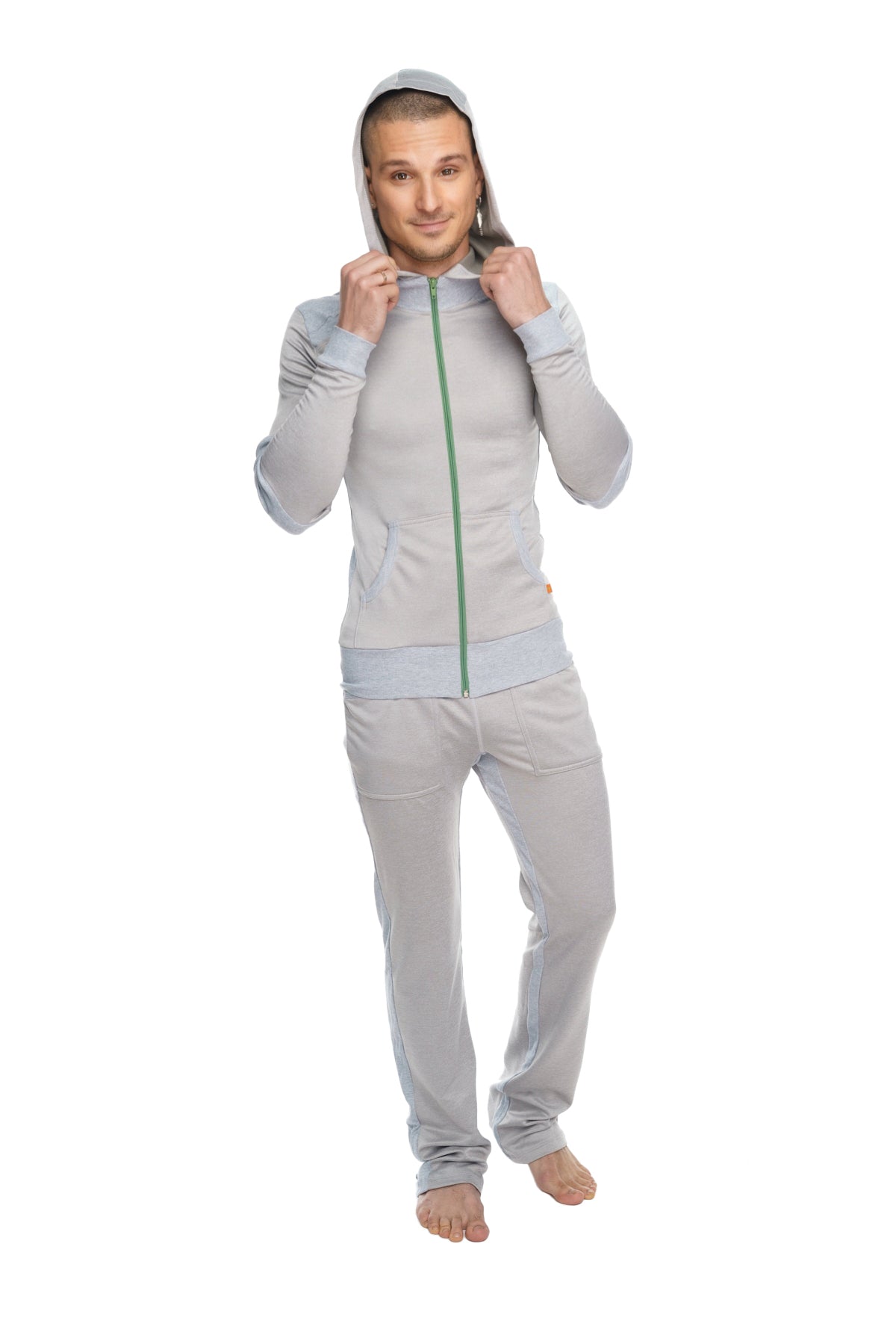 Fleece Crossover Zip Yoga Hoodie – Stainless Steel Grey
