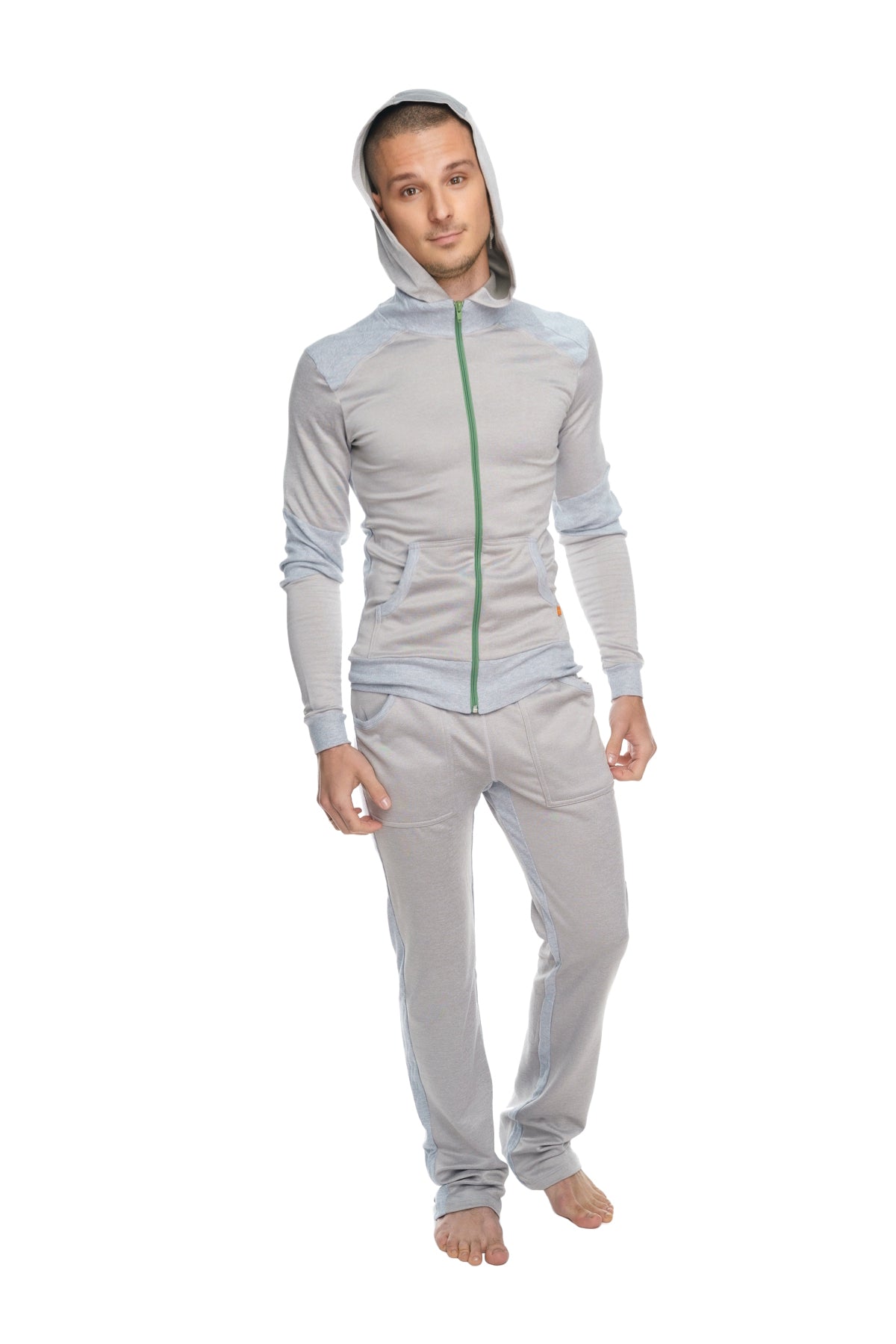 Fleece Crossover Zip Yoga Hoodie – Stainless Steel Grey
