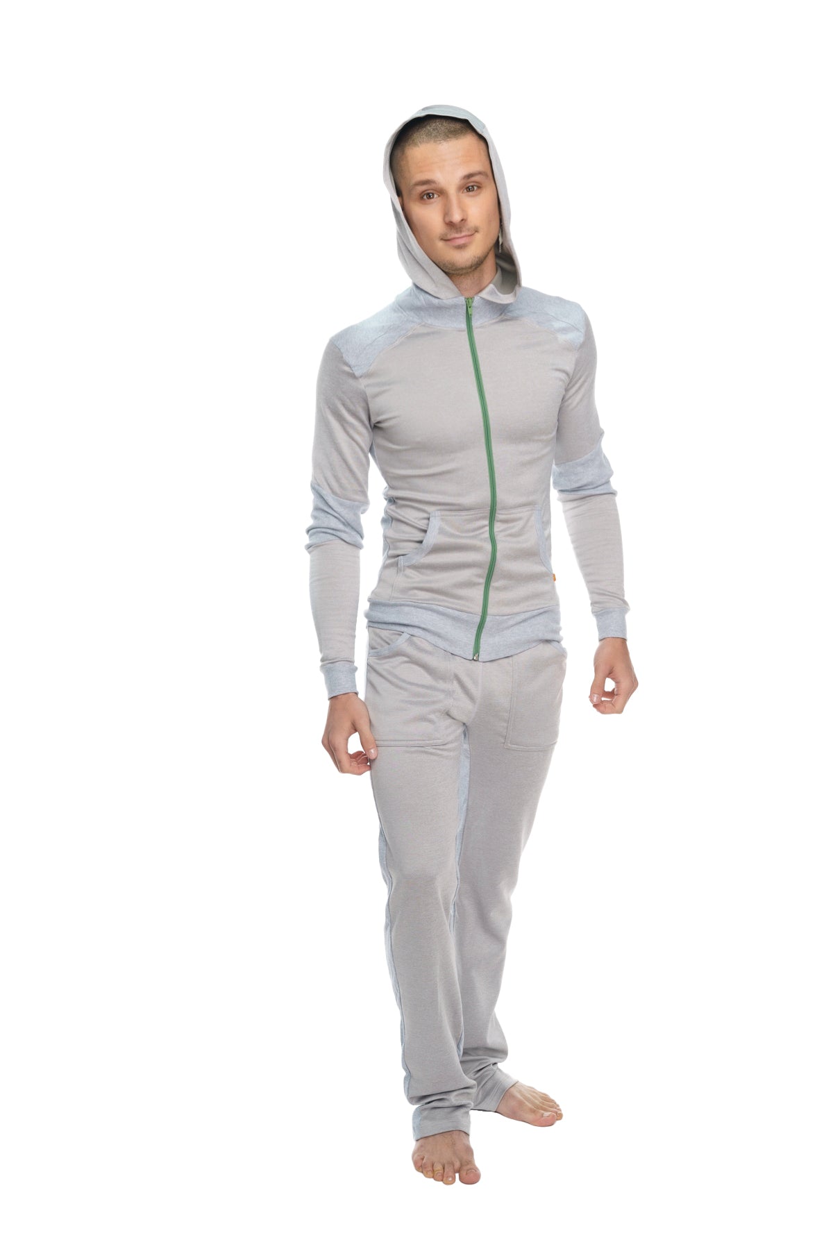 Fleece Crossover Zip Yoga Hoodie – Stainless Steel Grey