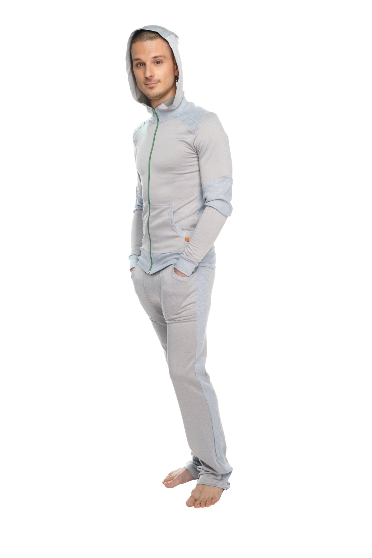 Fleece Crossover Zip Yoga Hoodie – Stainless Steel Grey