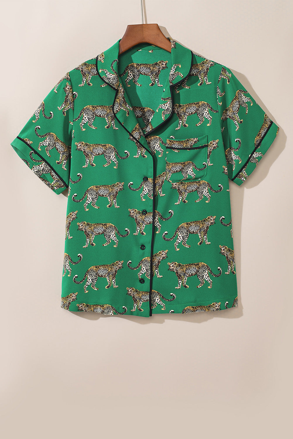 Cheetah Print Shirt & Pants Pajama Set – Green