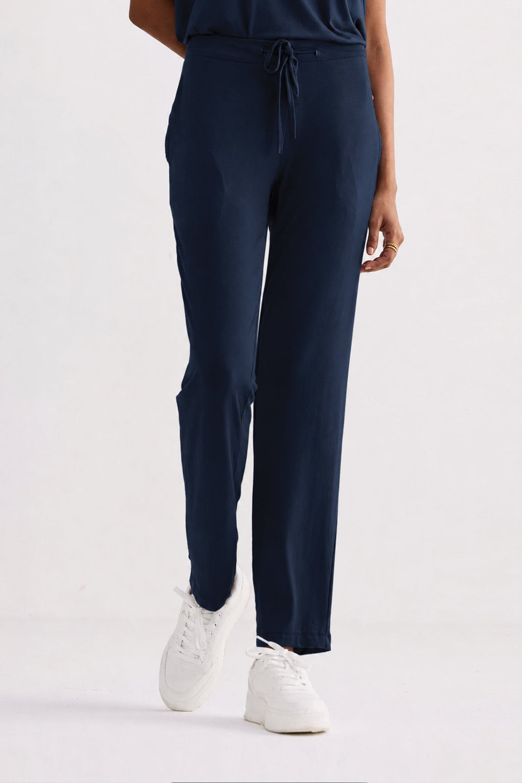 Relaxed Modal Tee & Wide-Leg Pants Set – Navy