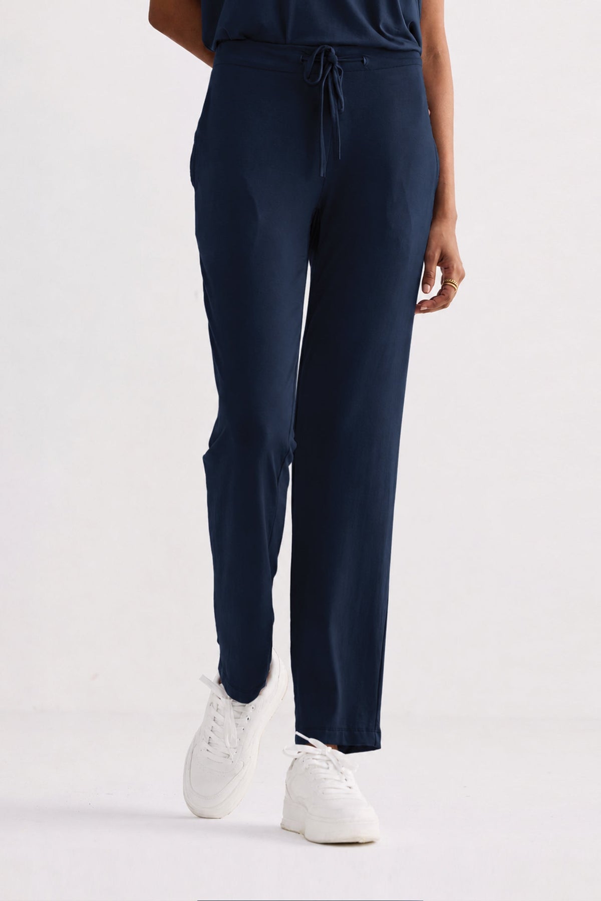 Relaxed Modal Tee & Wide-Leg Pants Set – Navy