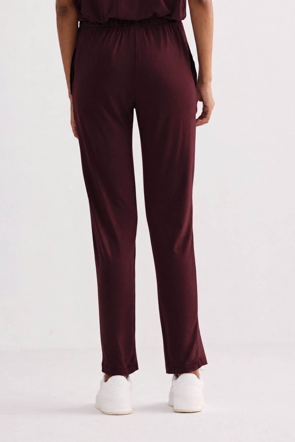 Relaxed Modal Tee & Wide-Leg Pants Set – Merlot