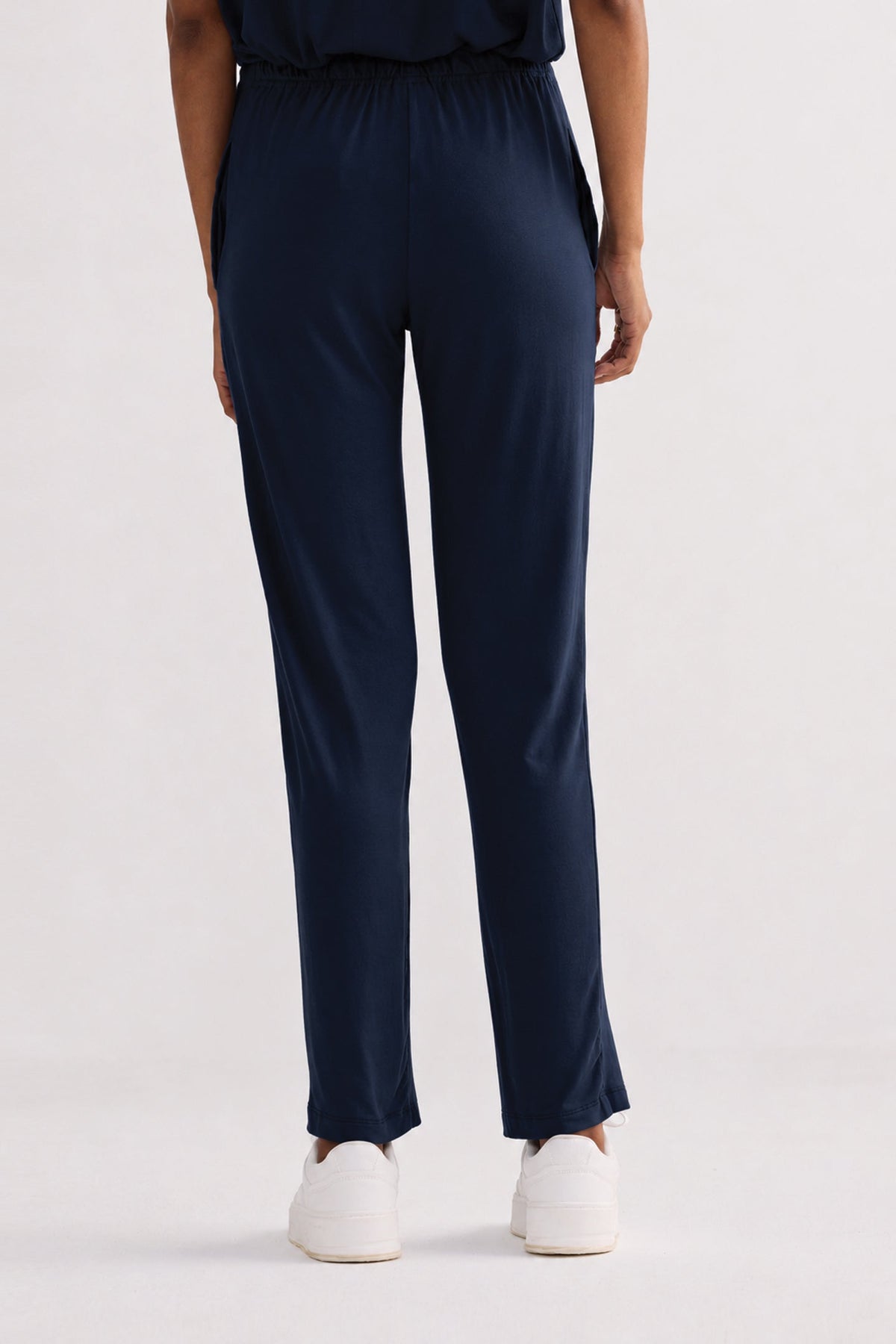 Relaxed Modal Tee & Wide-Leg Pants Set – Navy