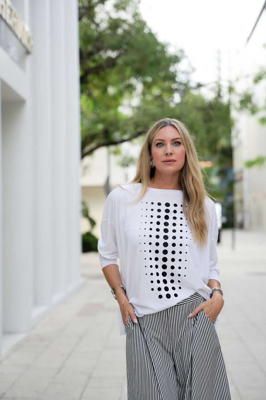 Dot Dot Dot Pima Cotton Boxy Tee – White/Black