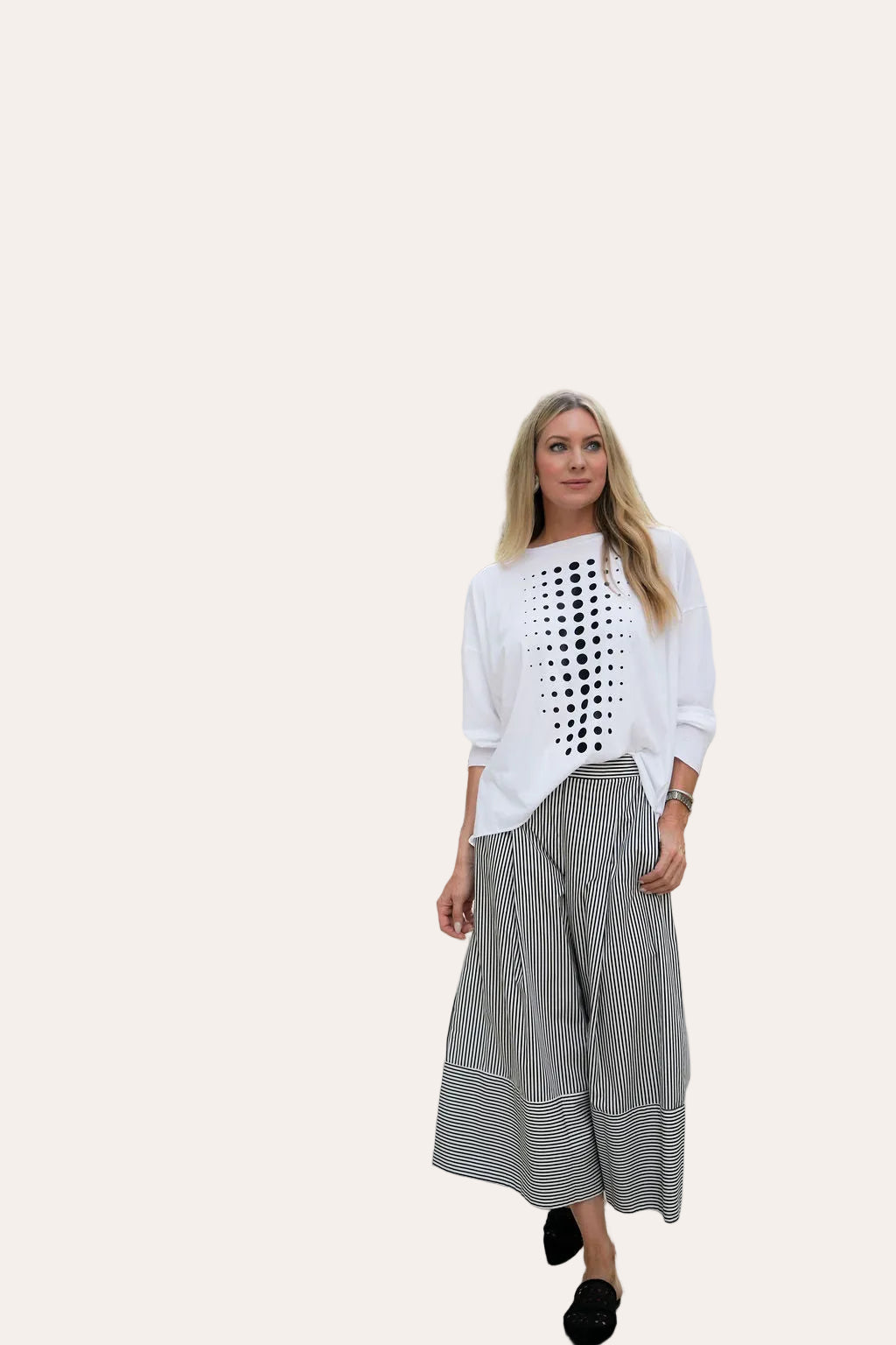 Dot Dot Dot Pima Cotton Boxy Tee – White/Black