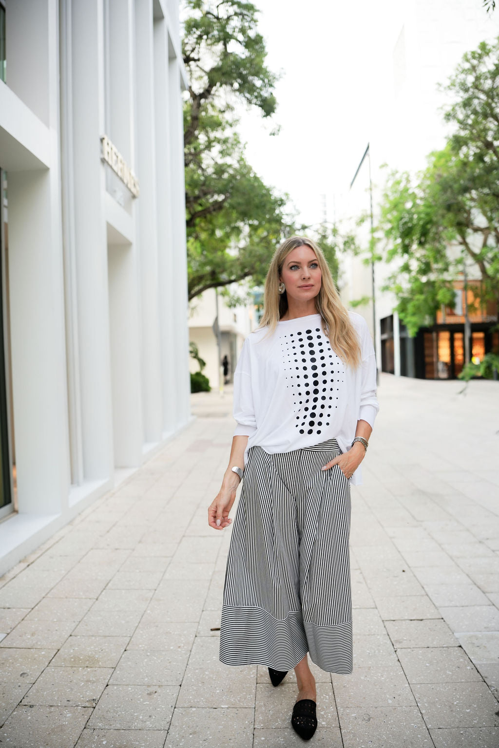 Dot Dot Dot Pima Cotton Boxy Tee – White/Black