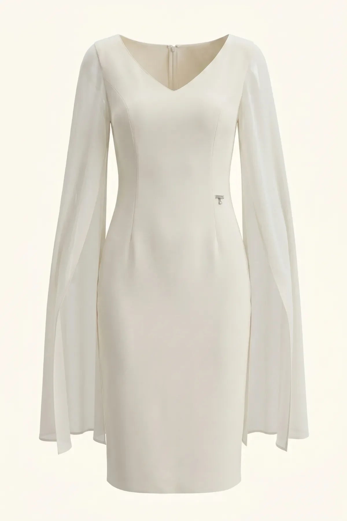 Rebeka Cape-Sleeve Sheath Dress – Ivory