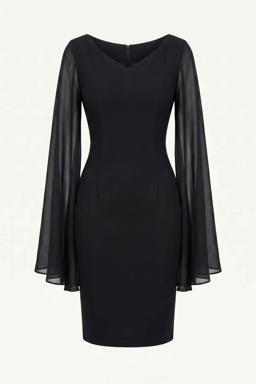 Rebeka Cape-Sleeve Sheath Dress – Black