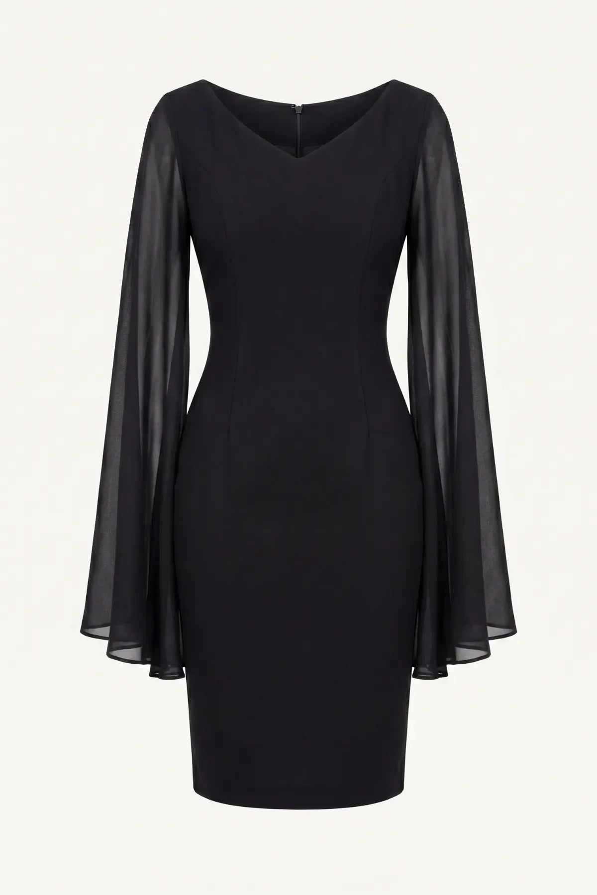 Rebeka Cape-Sleeve Sheath Dress – Black