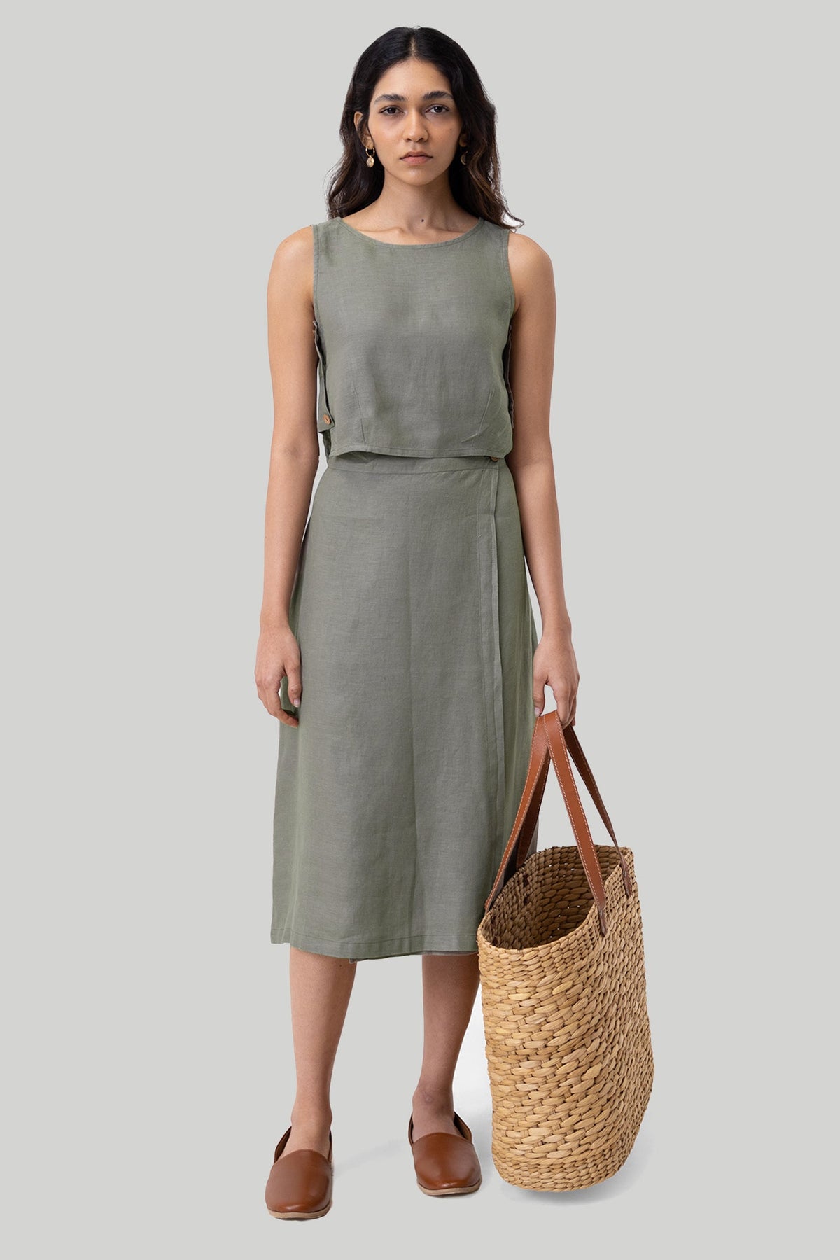 Hemp Boxy Crop Top – Dark Green