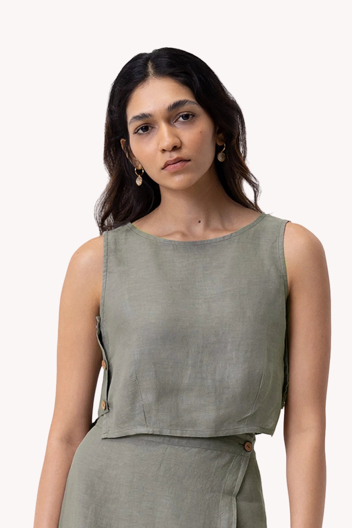 Hemp Boxy Crop Top – Dark Green