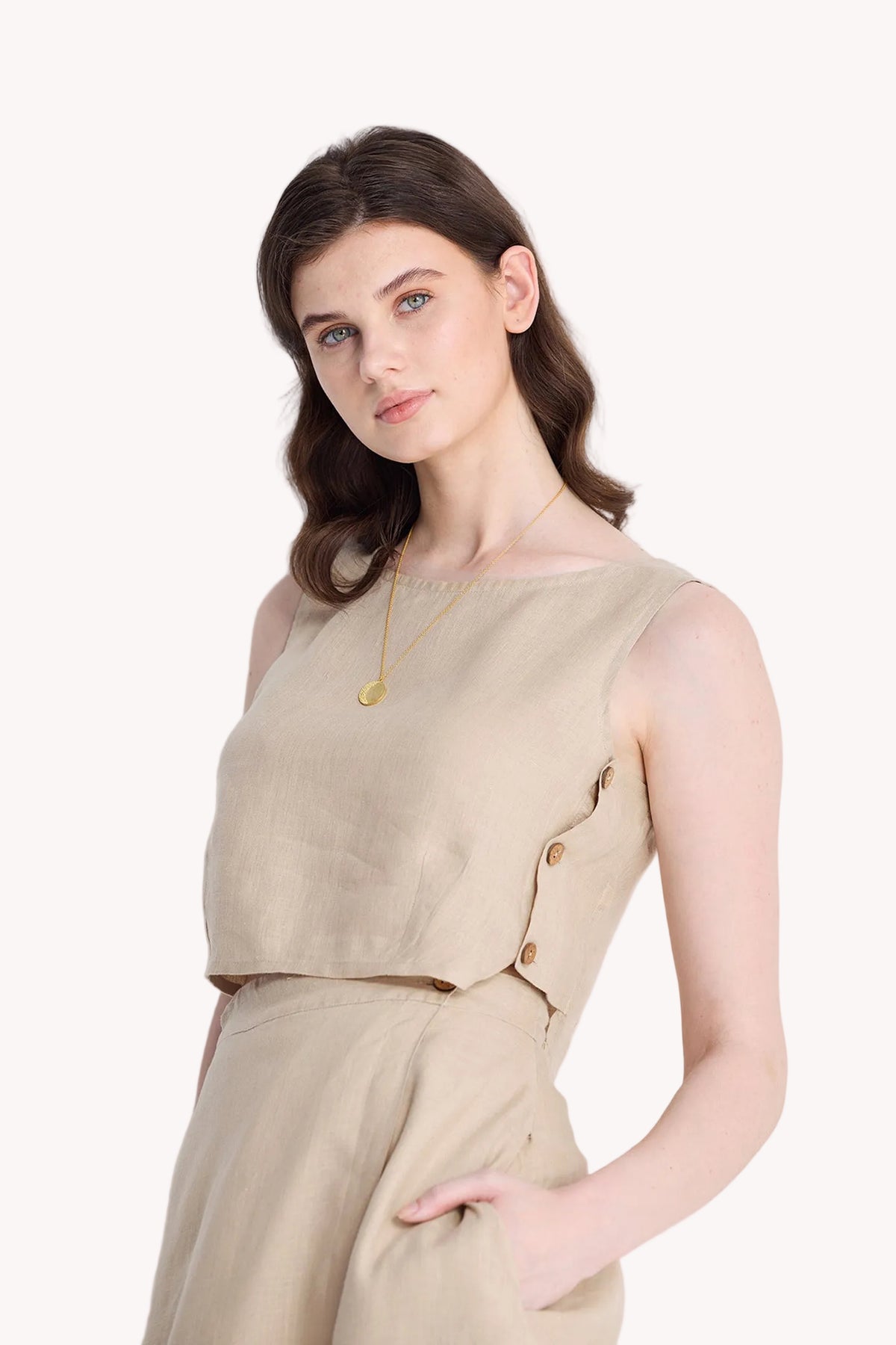 Hemp Boxy Crop Top – Neutral Beige