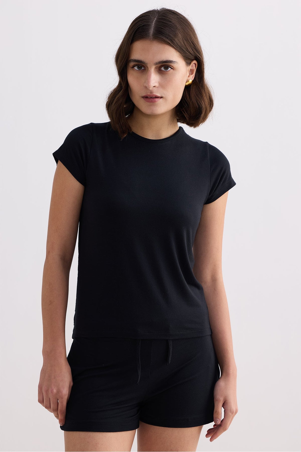 Essential Modal Tee & Shorts Set – Black