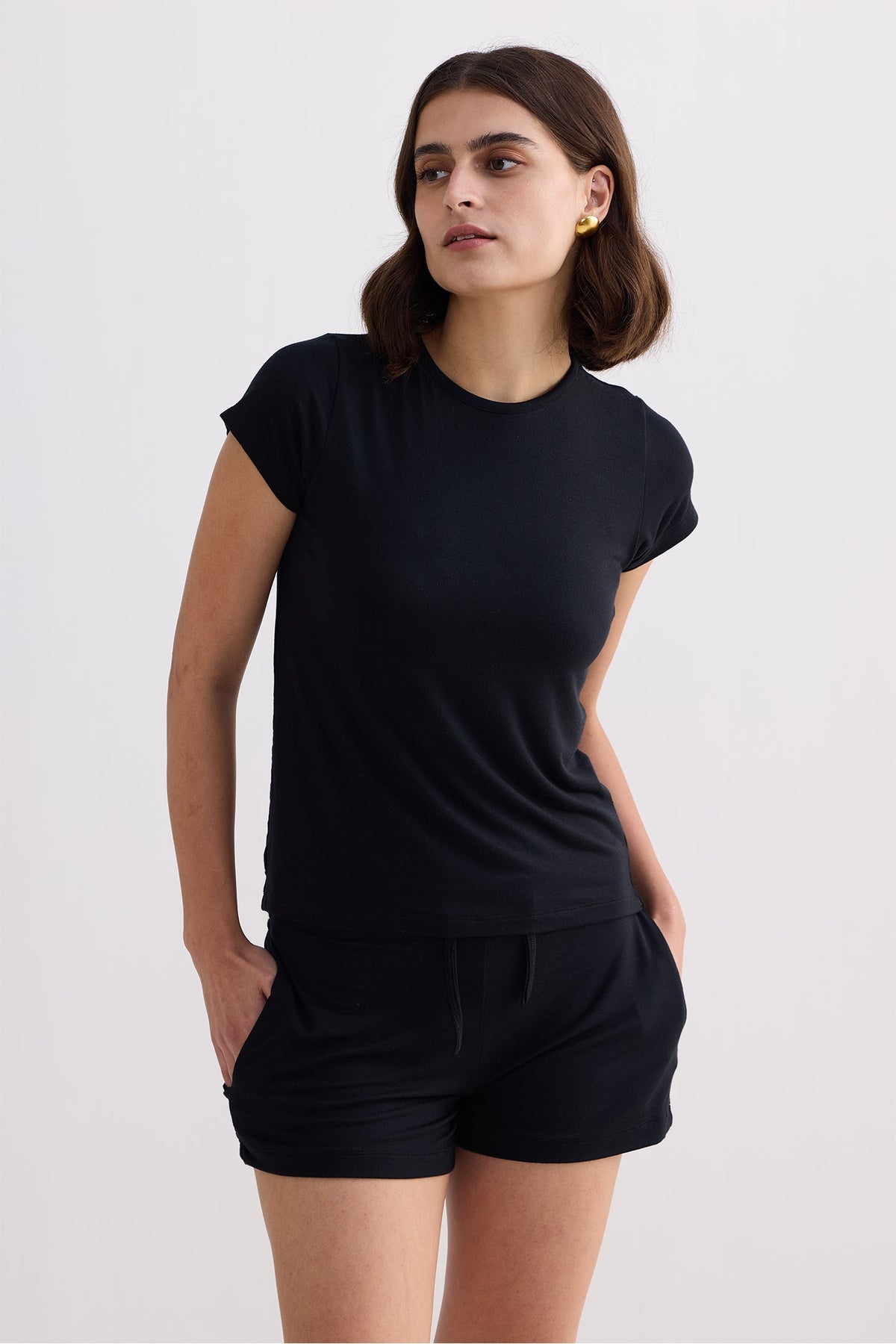 Essential Modal Tee & Shorts Set – Black
