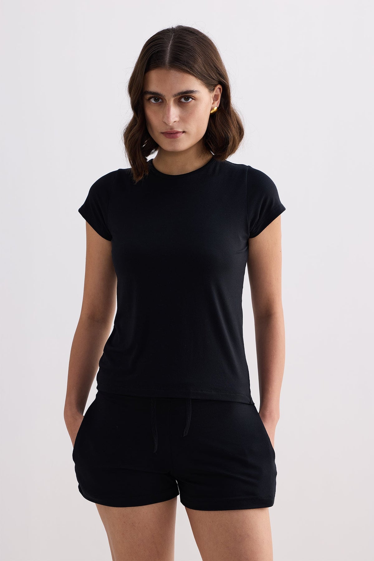 Essential Modal Tee & Shorts Set – Black