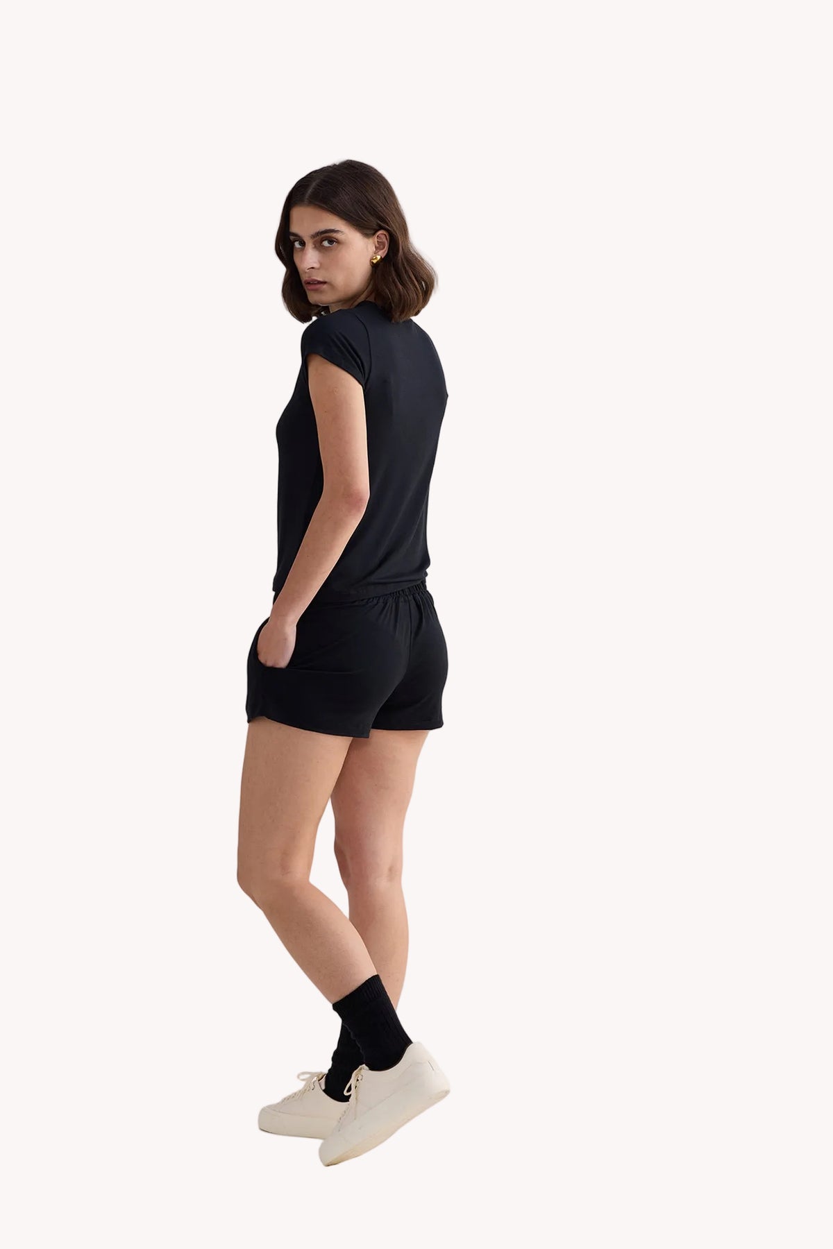 Essential Modal Tee & Shorts Set – Black