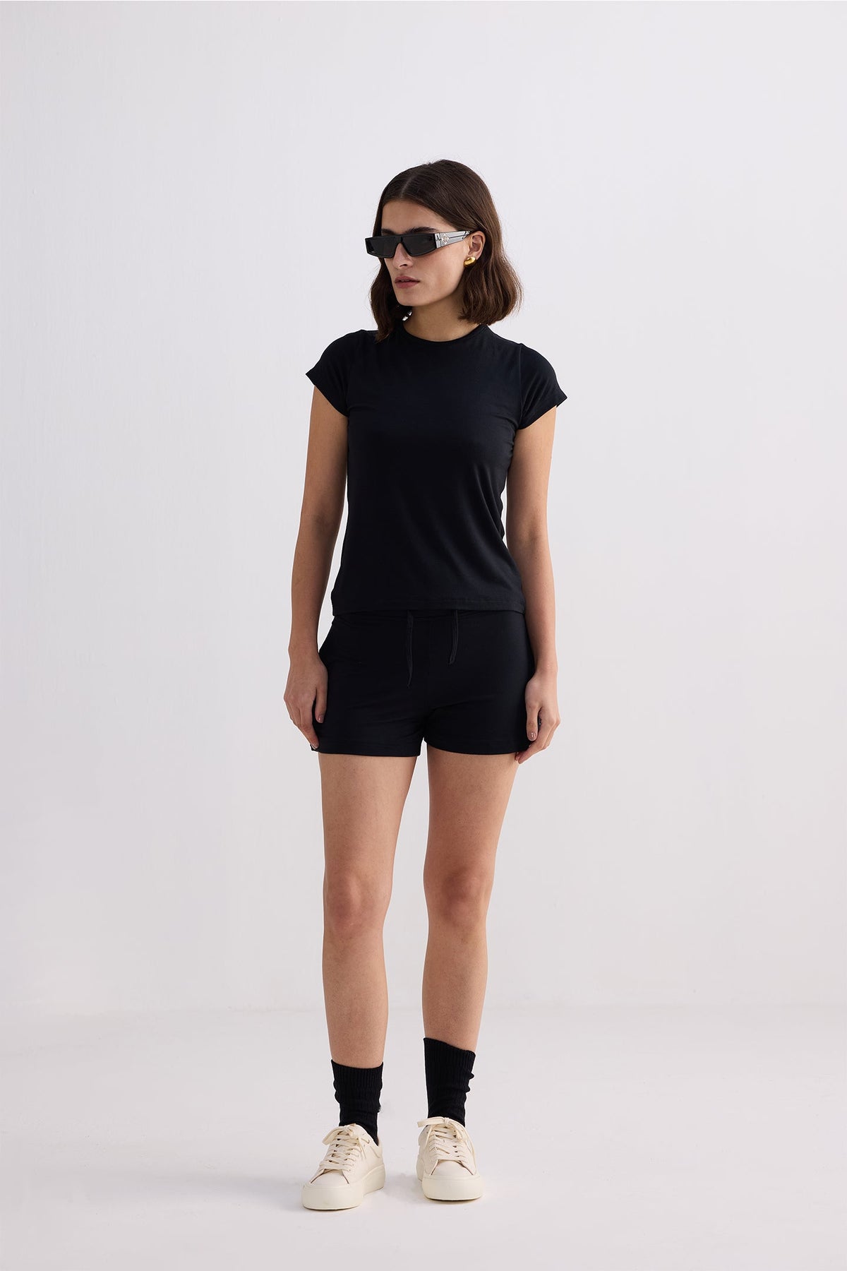 Essential Modal Tee & Shorts Set – Black