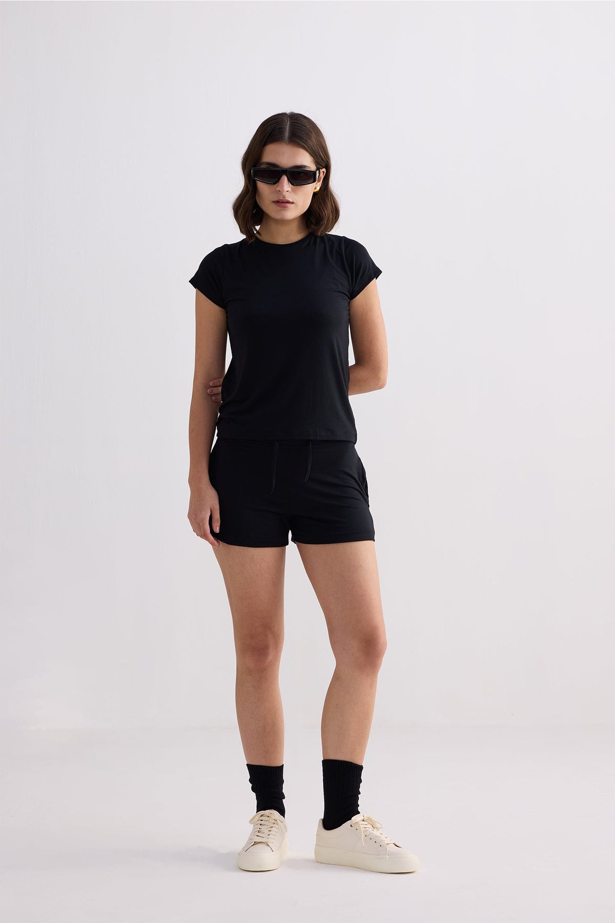 Essential Modal Tee & Shorts Set – Black