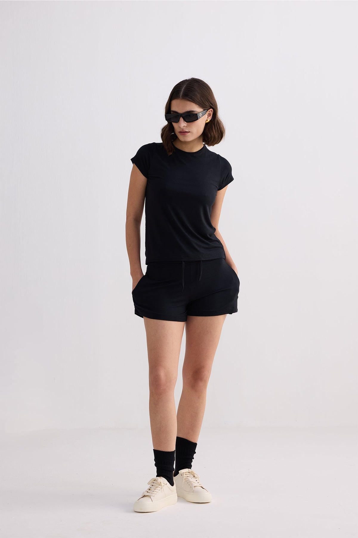 Essential Modal Tee & Shorts Set – Black