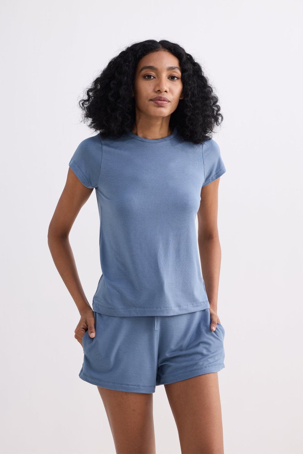 Essential Modal Tee & Shorts Set – Blue