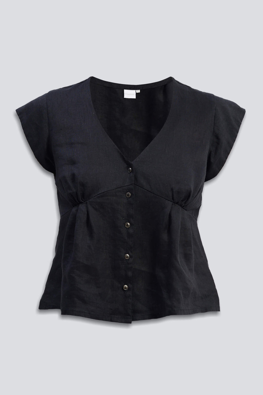 Hemp Deep V-Neck Cap Sleeve Top – Black