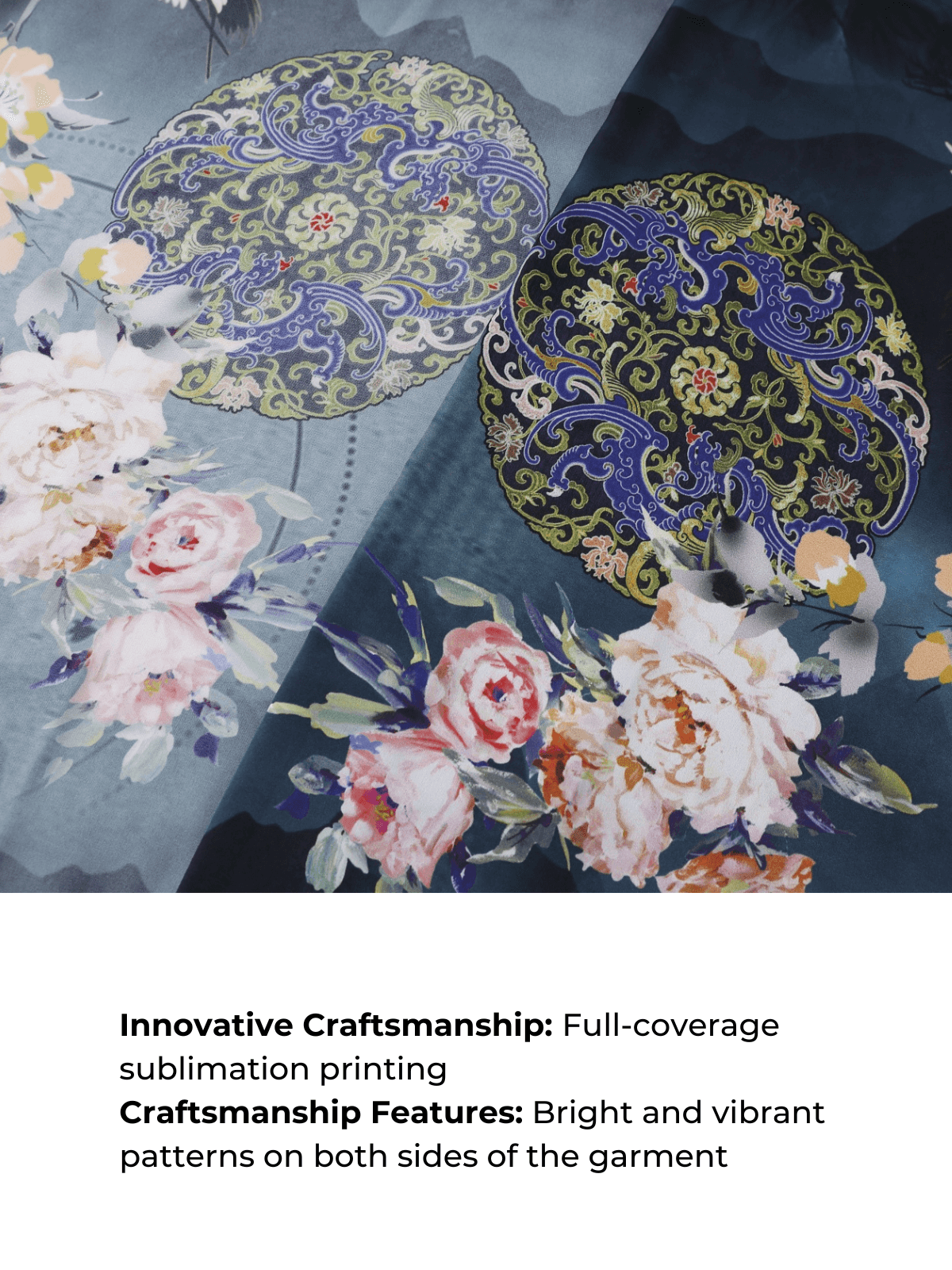 Crane & Blossom Print Short Kimono Robe