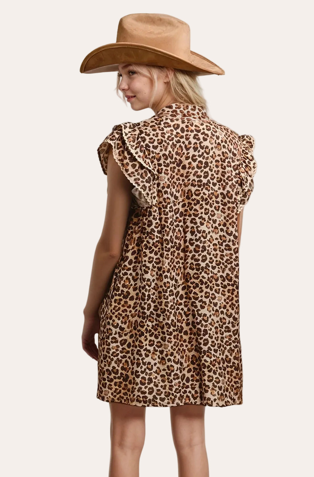 Desert Muse Leopard Ruffle Mini Dress