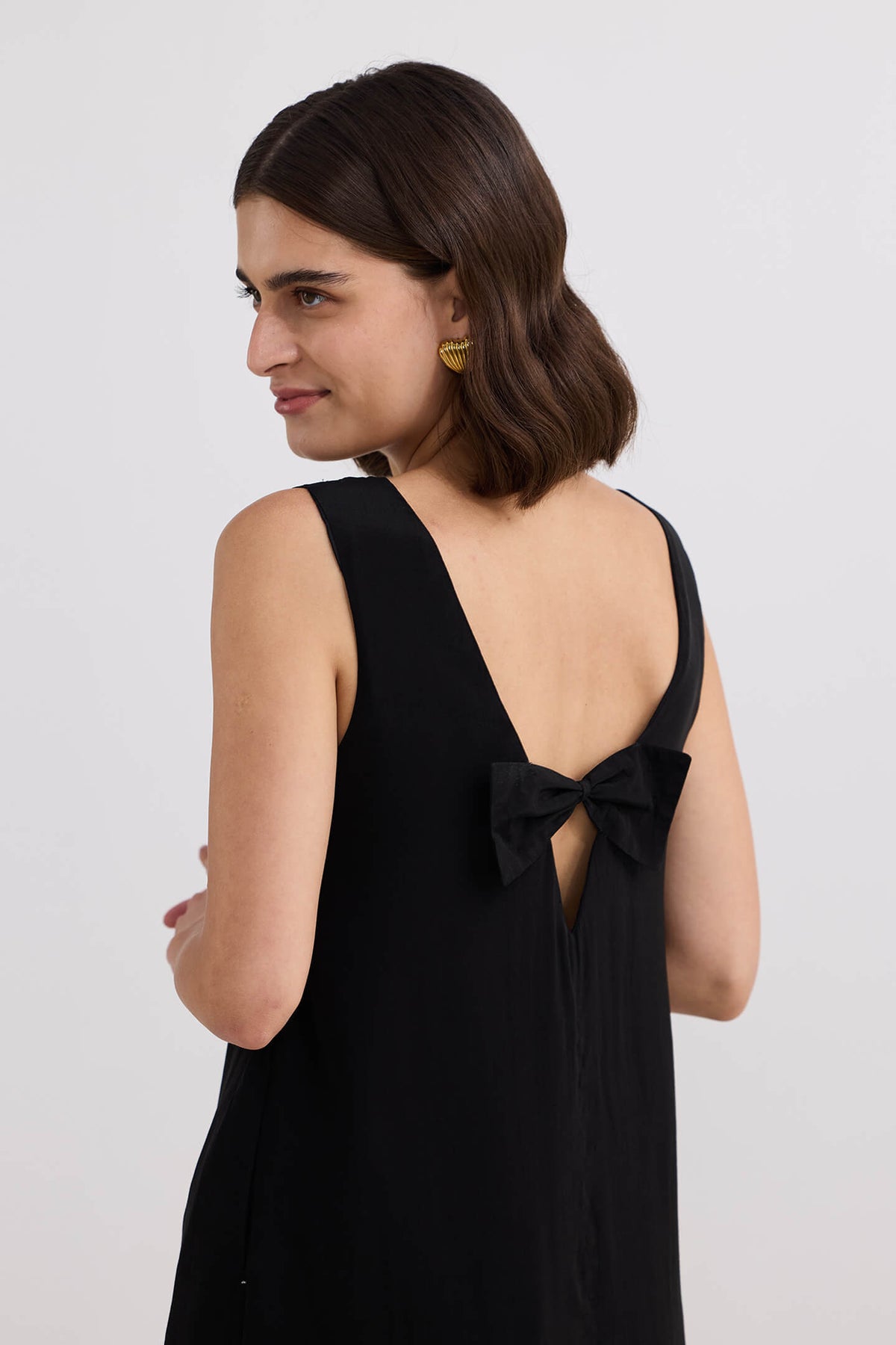 Midnight Muse V-Neck Mini Dress – Black
