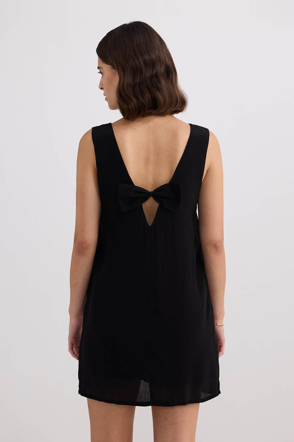 Midnight Muse V-Neck Mini Dress – Black