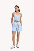 Seersucker Belted Shorts – Stripes