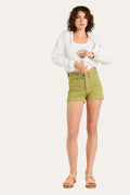 Scout High-Rise Belted Shorts – Sage
