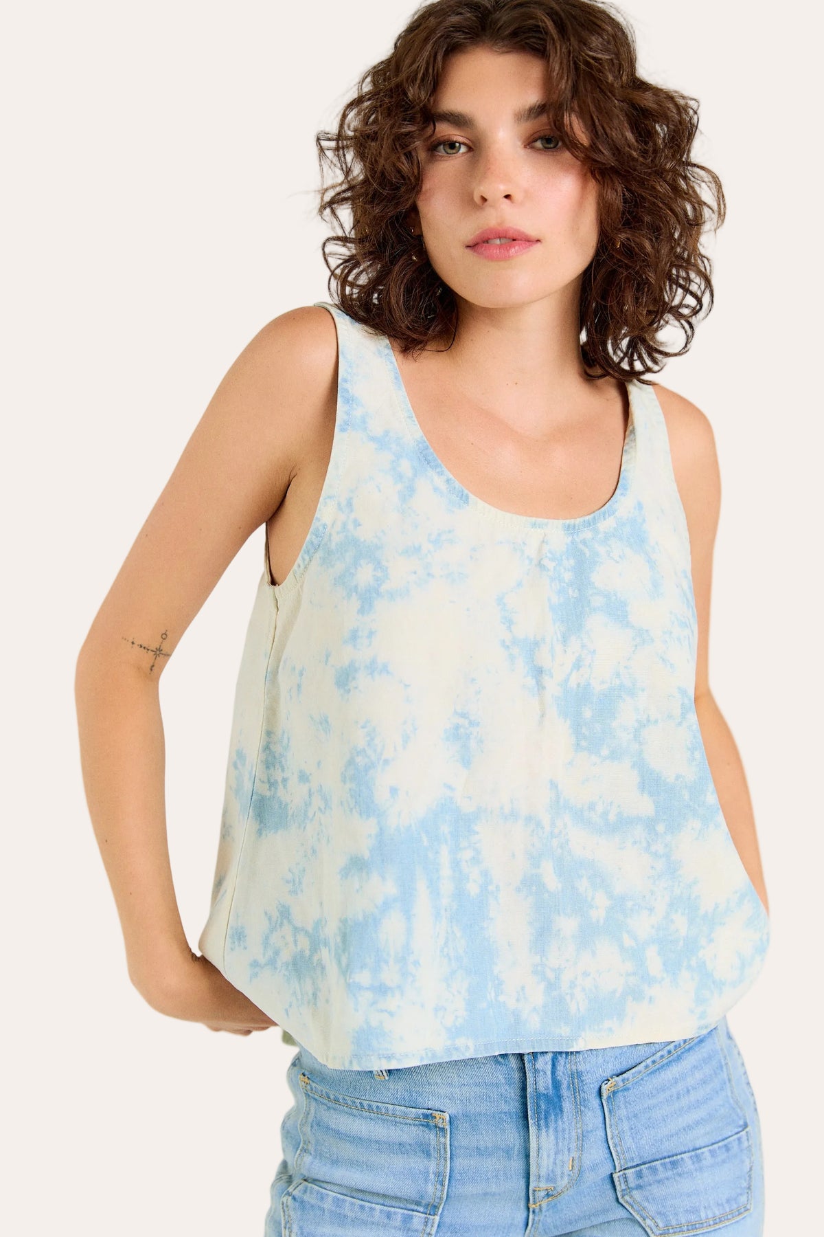 Wabi Sabi Chambray Crop Tank – Sky Wash